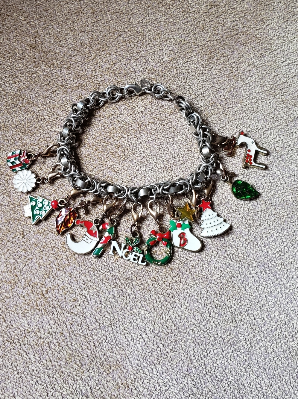 Festive  Christmas Holiday Charm Bracelet